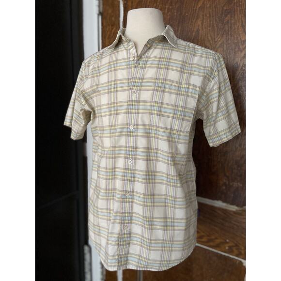 PATAGONIA Organic Cotton Yellow Plaid Button Down Shirt Mens sz M - Picture 3 of 10